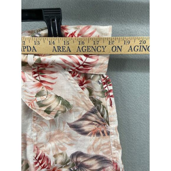 GUESS‎ Shorts Womens XL Pink Slash Pockets Belted Floral High Waist Linen Blend - Picture 3 of 12